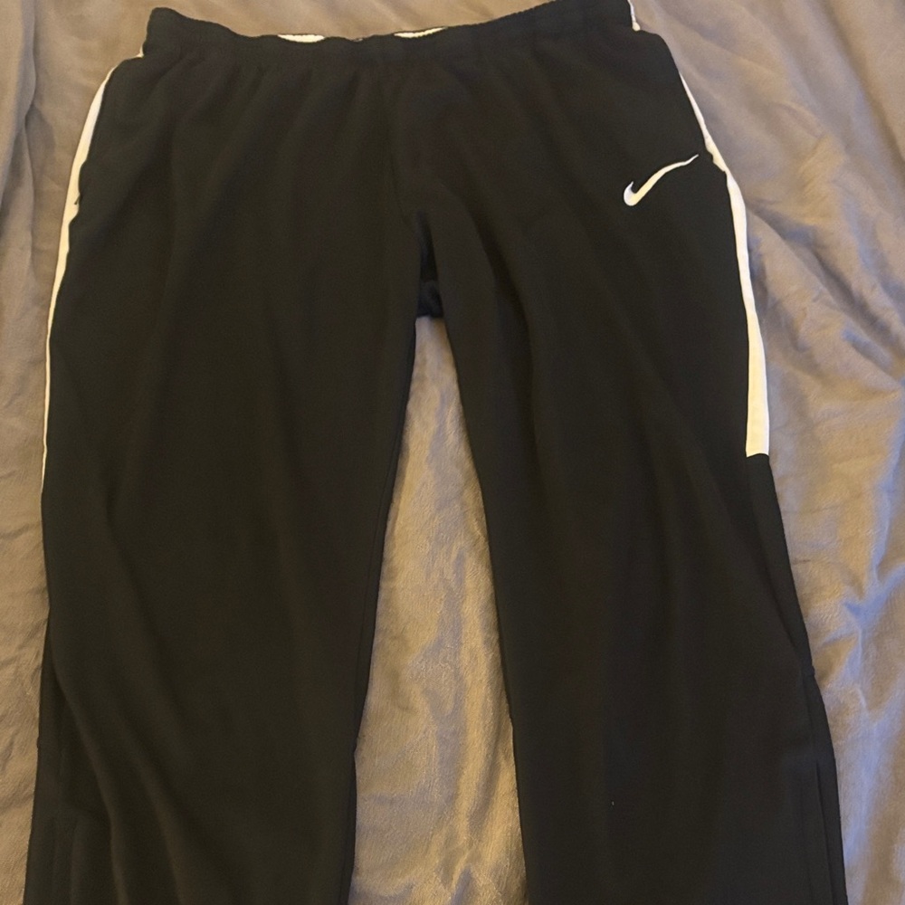 Nike Black Jogger Pants with White Side Stripes - Mens
